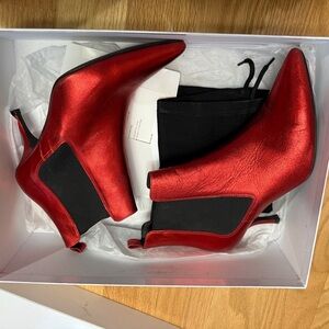 Anine Bing Metallic Red Ankle Booties